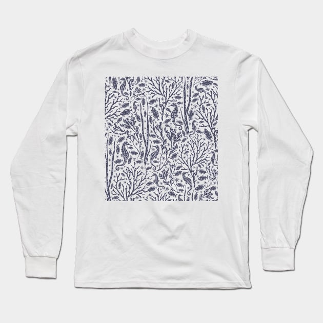 Seahorse and Aquatic Life Long Sleeve T-Shirt by AnnelieseHar